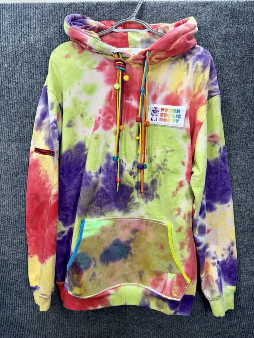 Psychedelic Robot x Corona Hoodie Mens XL Tie Dye Rare Promo Collab Beads Zipper